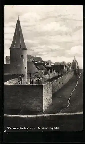 AK Wolframs-Eschenbach, Stadtmauer mit Turm