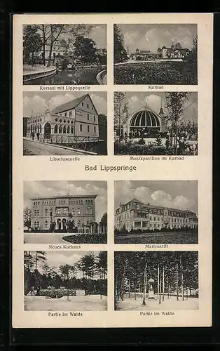 AK Bad Lippspringe, Marienstift, Kurbad, Kursaal mit Lippequelle