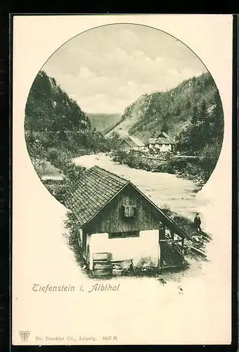 AK Tiefenstein /Albthal, Ortspartie mit Fluss
