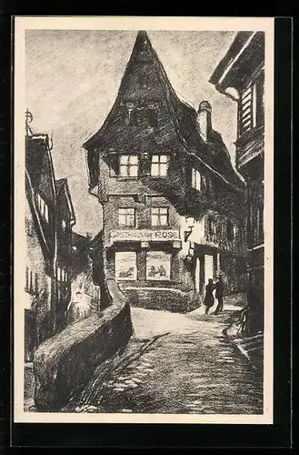 Künstler-AK Esslingen a. N., Partie in der Beutaustrasse