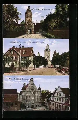 AK Memmingen, Ulmer und Kemptner Tor, Rathaus