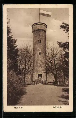 AK Hof i. B., Labyrinth, Der Aussichtsturm