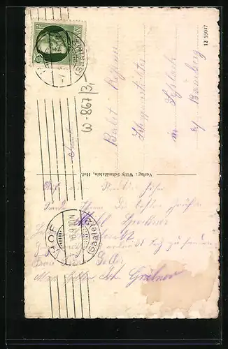 AK Hof i. B., Gasthaus Theresienstein mit Besuchern