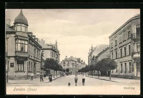 AK Landau /Pfalz, Strasse Westring mit Restaurant Landavia