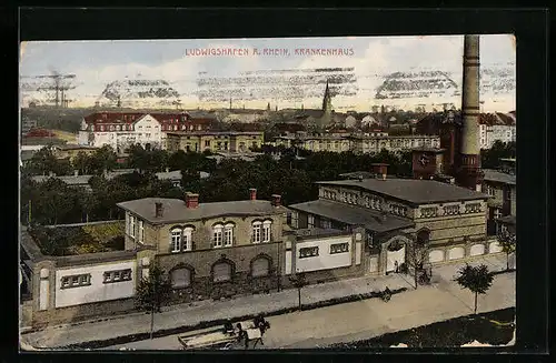 AK Ludwigshafen /Rh., Ortsansicht mit Krankenhaus aus der Vogelschau