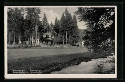 AK Marktschorgast /Fichtelgeb., Gasthaus Restauration zur Grundmühle mit Umgebung