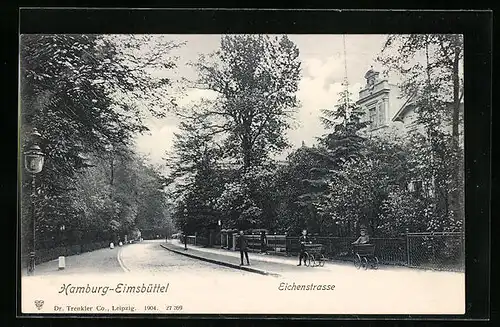 AK Hamburg-Eimsbüttel, Eichenstrasse, Knaben mit Korbwagen