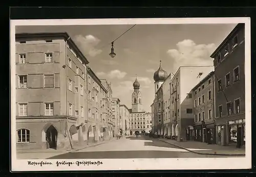 AK Rosenheim, Ortsansicht mit Kirche