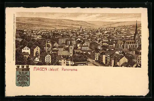 Lithographie Hagen, Stadtpanorama