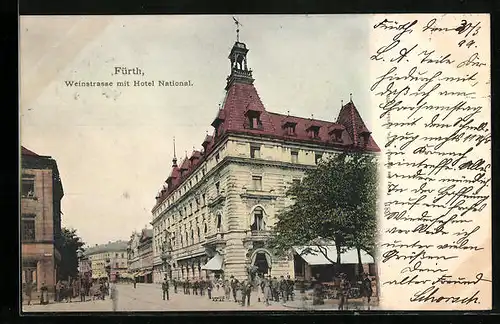 AK Fürth, Weinstrasse mit Hotel National