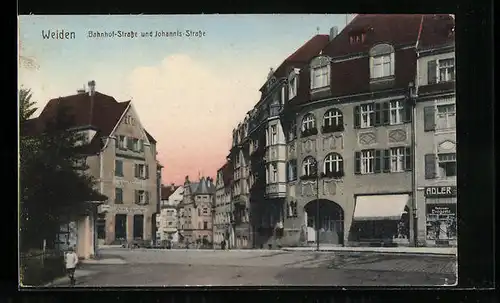 AK Weiden, Bahnhof-Strasse und Johannis-Strasse