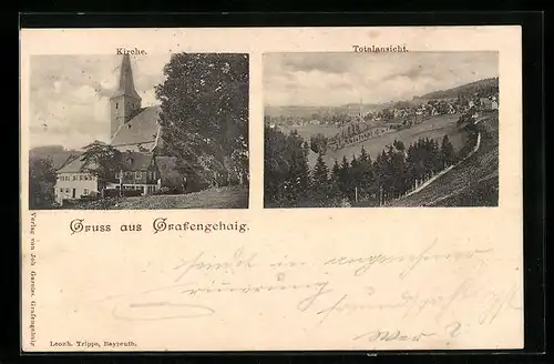 AK Grafengehaig, Panorama und Kirche