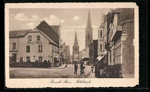 AK Benrath-Rhein, Mittelstrasse mit Park-Hotel