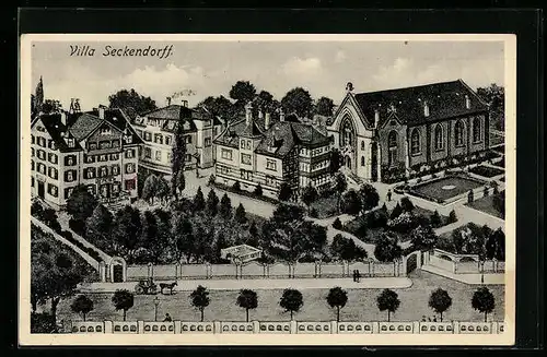 Künstler-AK Stuttgart, Villa Seckendorff