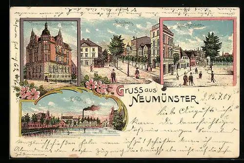 Lithographie Neumünster, Ruhberg, Grossflecken, Teich