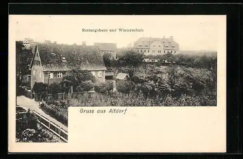 AK Altdorf, Rettungshaus und Winterschule aus der Vogelschau