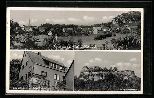 AK Hartenstein, Ortsansicht, Cafe-Bäckerei P. Theinert