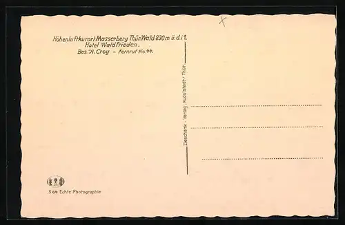 AK Masserberg, Hotel Waldfrieden v. A. Croy