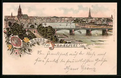 Lithographie Frankfurt a. M., Blick auf die Stadt