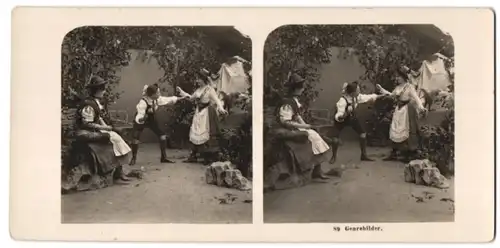 Stereo-Fotografie NPG Berlin, Berlin, Theatergruppe in Tracht beim Üben, Genrebild