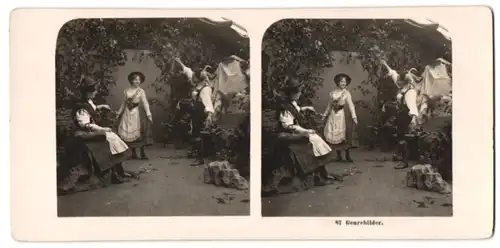 Stereo-Fotografie NPG Berlin, Berlin, Gruppe in Tracht beim Tanze, Genrebild