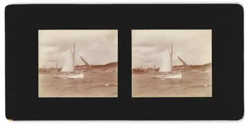 Stereo-Fotografie Segelschiff LSID 1340 bei der Ausfahrt am Hafen