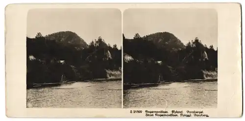 Stereo-Fotografie NPG, Ansicht Nyland, Partie auf dem Strom Angermanälven mit Blick zum Paraberg