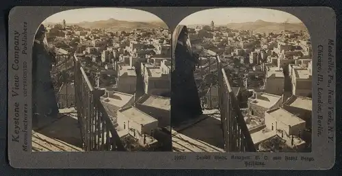 Stereo-Fotografie Keystone View Co., London, Ansicht Bethlehem, Blick über die Stadt nach dem Frank Berg