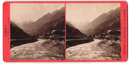 Stereo-Fotografie Würthle & Spinnhirn, Salzburg, Ansicht Pflersch, Partie am Fluss im Pflerschtal