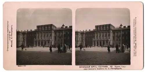 Stereo-Fotografie Photog. Anstalt Licht, Moskau, Ansicht St. Petersburg, Blick auf das Reichs-Rats Gebäude