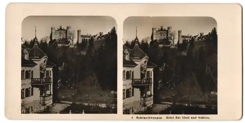 Stereo-Fotografie NPG, Ansicht Hohenschwangau, Hotel Zur Liesel und Blick zum Schloss