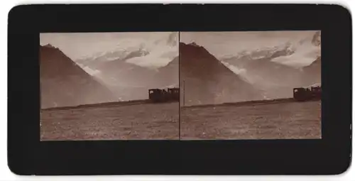 Stereo-Fotografie Fototgraf unbekannt, Ansicht Chamonix-Mont-Blanc, Bergbahn am Charmonix