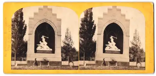 Stereo-Fotografie W. England, Ansicht Stans, Monument de Weinkelried, Winkelrieddenkmal