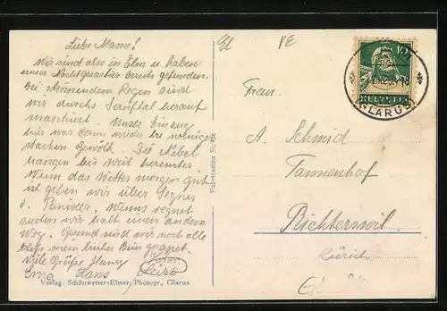 AK Elm, Teilansicht mit Bergpanorama