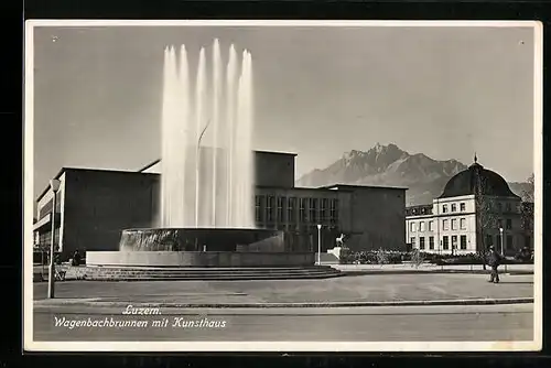 AK Luzern, Wagenbachbrunnen mit Kunsthaus