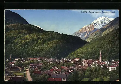 AK Ragaz, Ortsansicht gegen Taminaschlucht