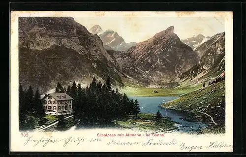 AK Seealpsee, Partie mit Altmann und Säntis