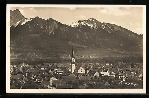 AK Bad Ragaz, Ortsansicht gegen Alpen