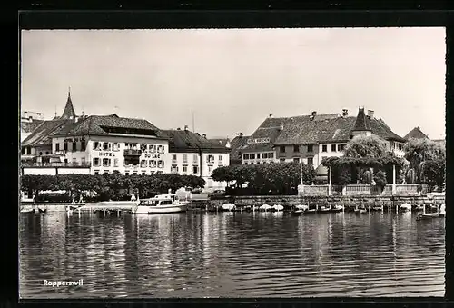 AK Rapperswil, Flusspartie mit Hotel Hirschen