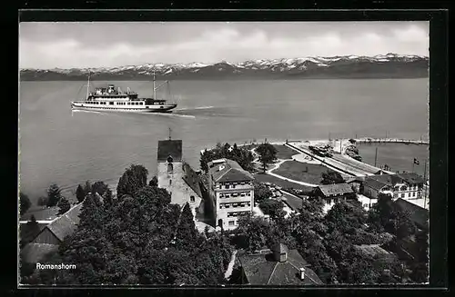 AK Romanshorn, Teilansicht mit Dampfer