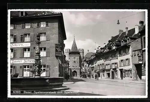 AK Basel, Spalenvorstadt mit Spalentor