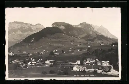 AK Weissbad, Ortsansicht mit Ebenalp