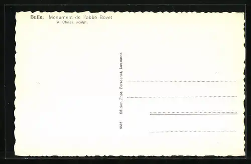 AK Bulle, Monument de l`abbé Bovet
