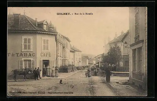 AK Golbey, Rue de la Moselle, Café