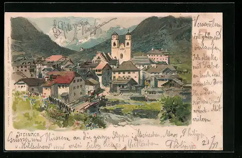 Künstler-AK Edward Theodore Compton: Steinach, Teilansicht des Ortes