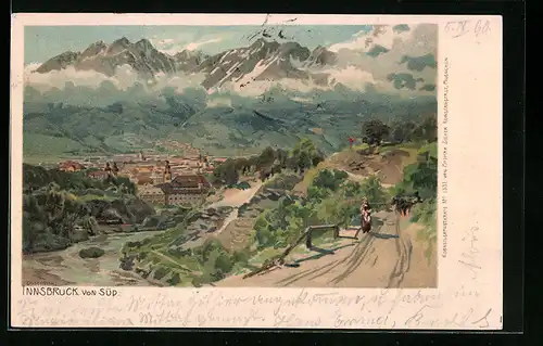 Künstler-AK Edward Theodore Compton: Innsbruck, Ortsansicht von Süd, mit Landstrasse