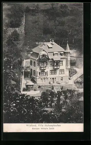AK Wildbad, Hotel Villa Hohenstaufen, Gesamtansicht mit Park
