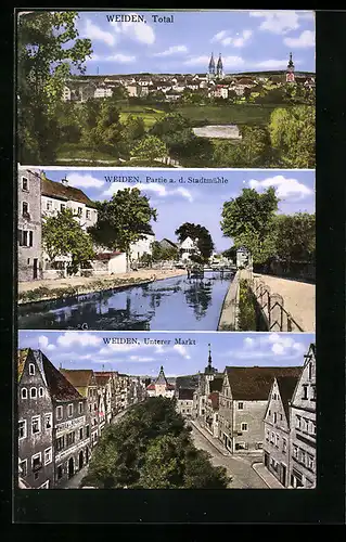 AK Weiden, Ortsansicht, Partie a. d. Stadtmühle, Unterer Markt