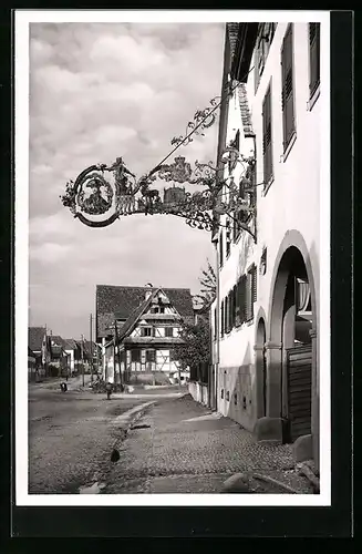 AK Weisweil, Gasthaus zum Erbprinzen, berühmtes Wirtshausschild