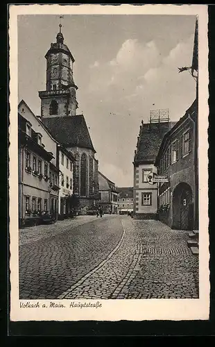 AK Volkach am Main, Gasthaus Schwane, Hauptstrasse, Kirche